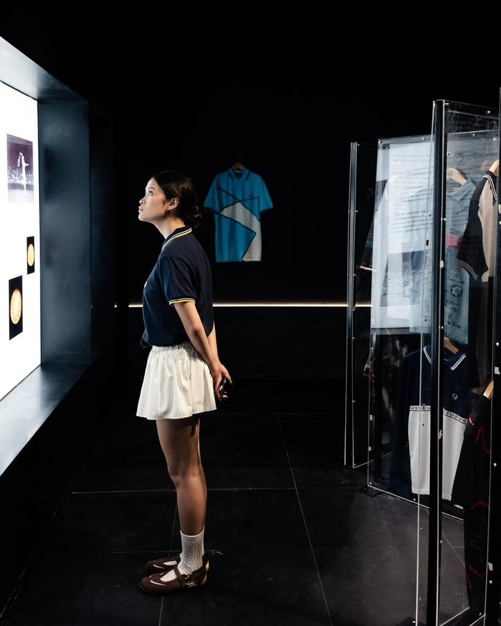 Fred Perry DNA Exhibition Fountain Plaza Senayan Jakarta interior Laurel Wreath M3 shirt 1952 Modernists Punks Britpop archive display