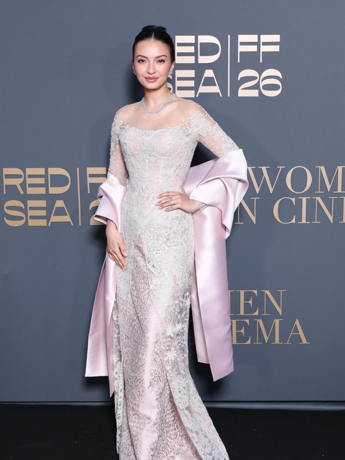 Raline Shah at Hotel du Cap on May 14. Kebaya by Sapto Djojokartiko. The room also held Demi Moore and Chloé Zhao