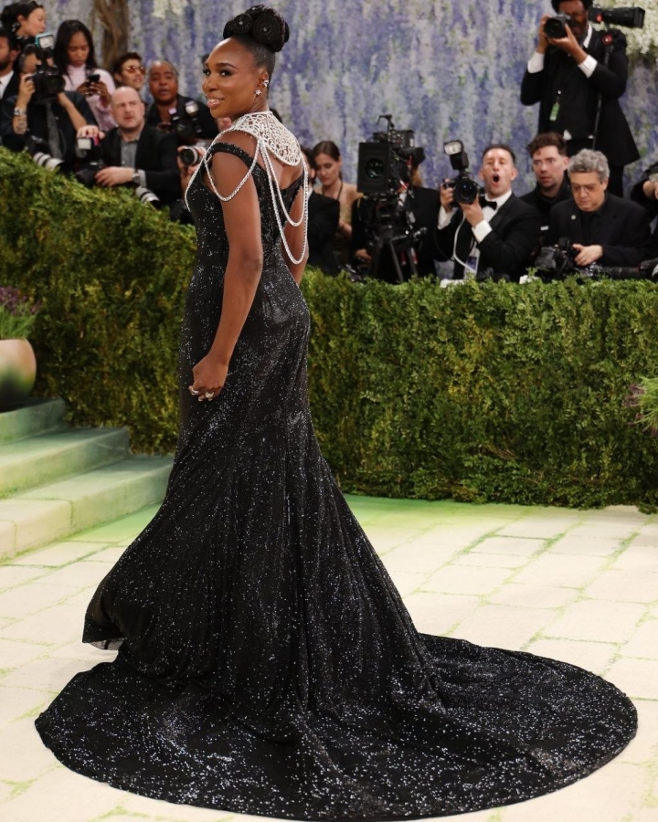 Venus Williams in Swarovski gown inspired by Robert Pruitt double portrait Met Gala 2026